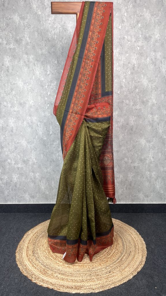 SEMI LINEN PRINTED SAREE
