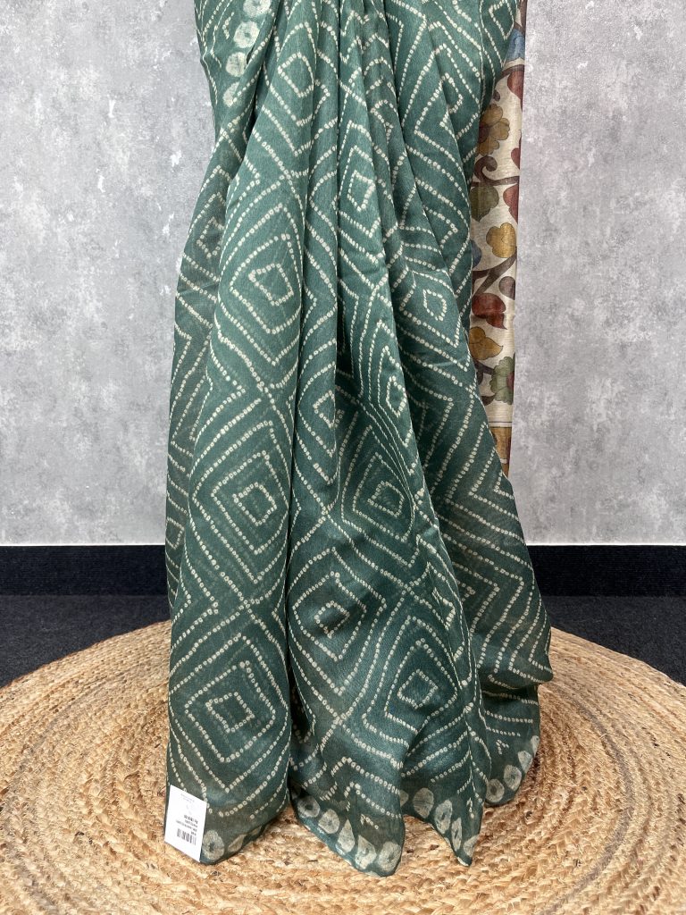 SEMI LINEN PRINTED SAREE - Image 3