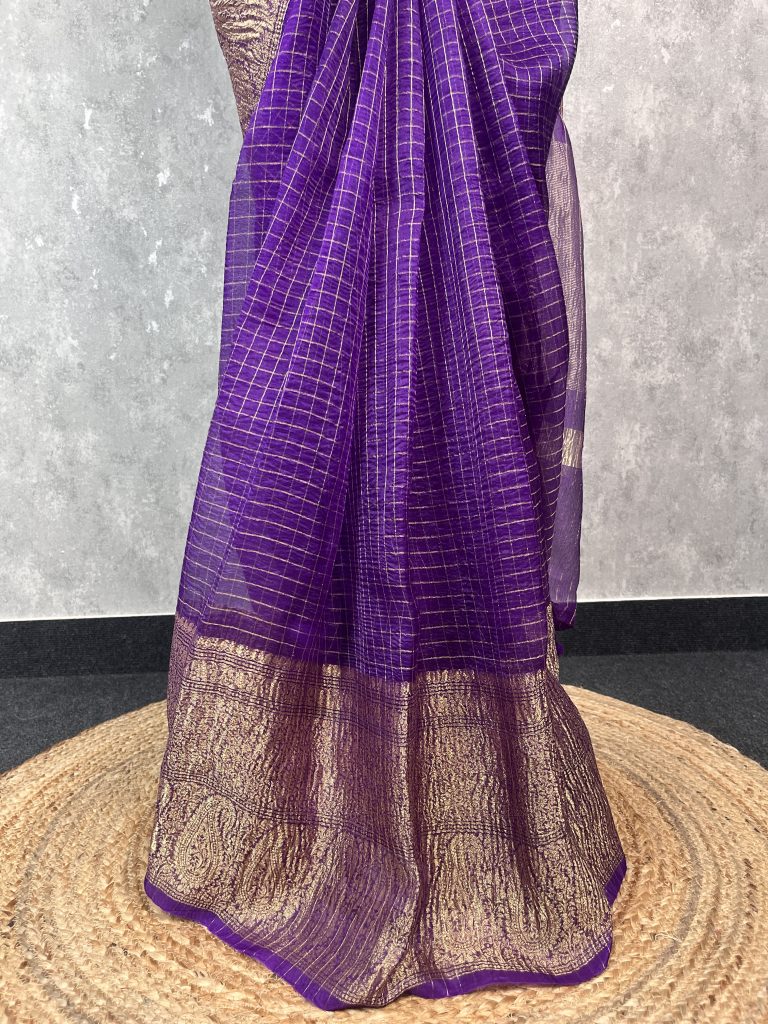 SILK ORGANZA ZARI CRUSH BANARASI SAREE - Image 3