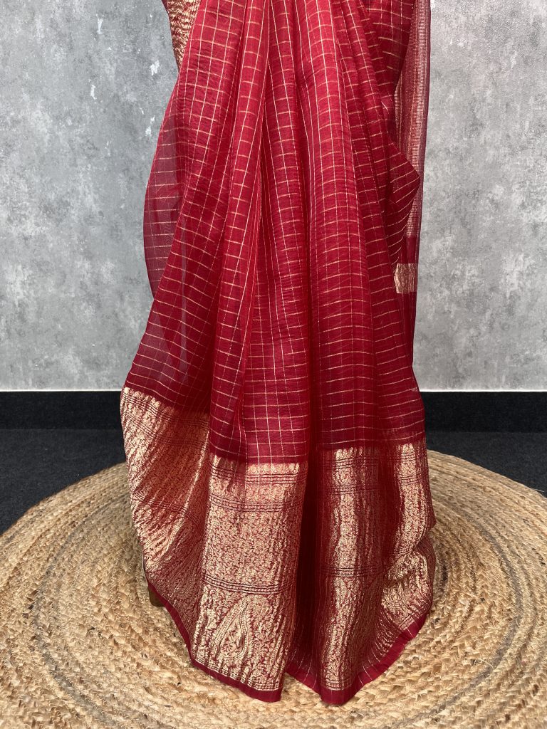 SILK ORGANZA ZARI CRUSH BANARASI SAREE - Image 3