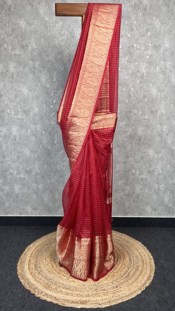 SILK ORGANZA ZARI CRUSH BANARASI SAREE