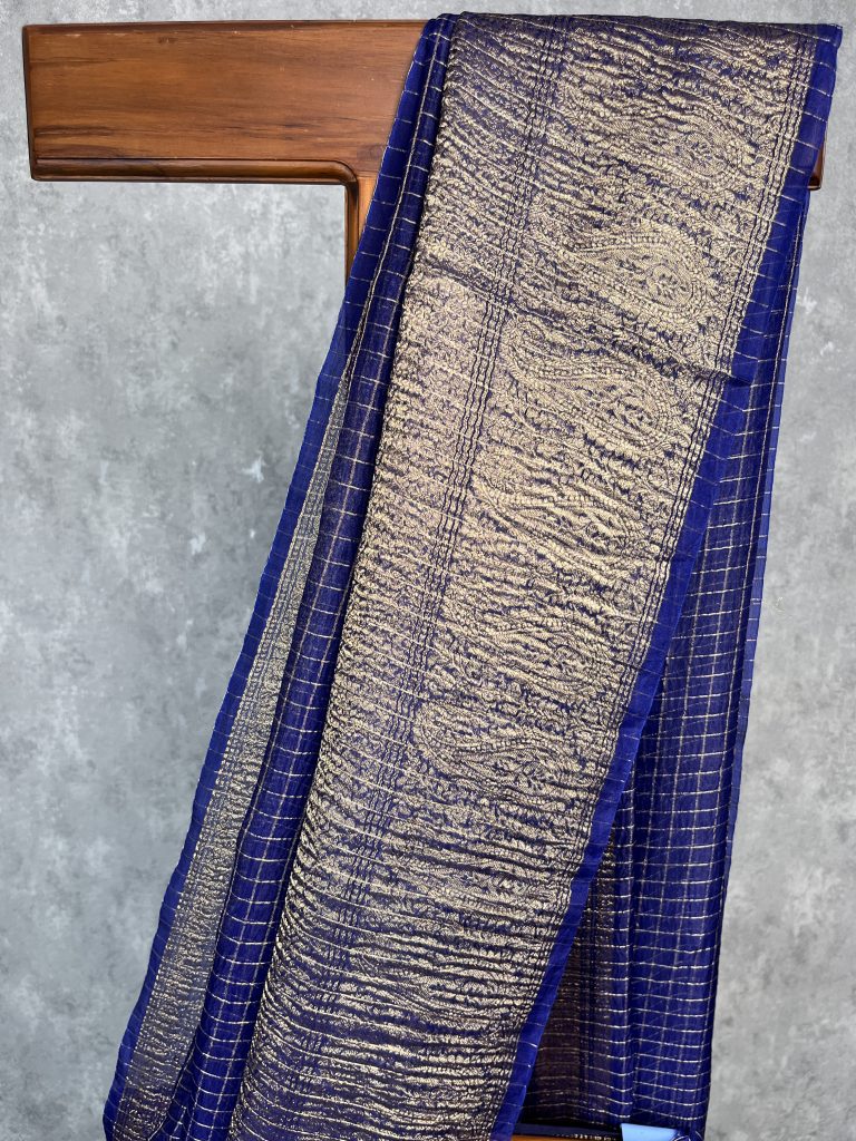 SILK ORGANZA ZARI CRUSH BANARASI SAREE - Image 2