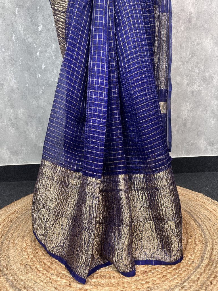 SILK ORGANZA ZARI CRUSH BANARASI SAREE - Image 3