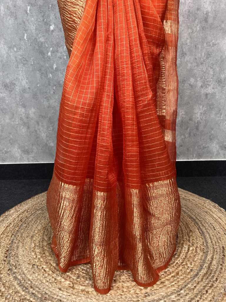 SILK ORGANZA ZARI CRUSH BANARASI SAREE - Image 3