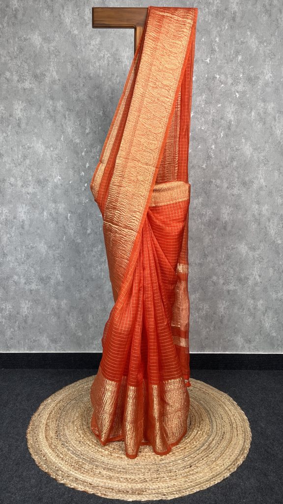 SILK ORGANZA ZARI CRUSH BANARASI SAREE