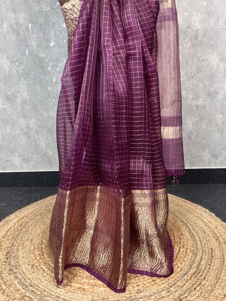 SILK ORGANZA ZARI CRUSH BANARASI SAREE - Image 3