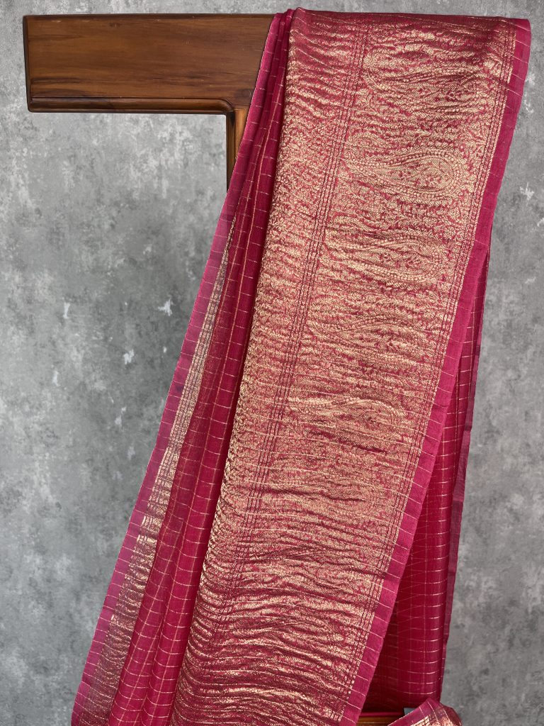SILK ORGANZA ZARI CRUSH BANARASI SAREE - Image 2