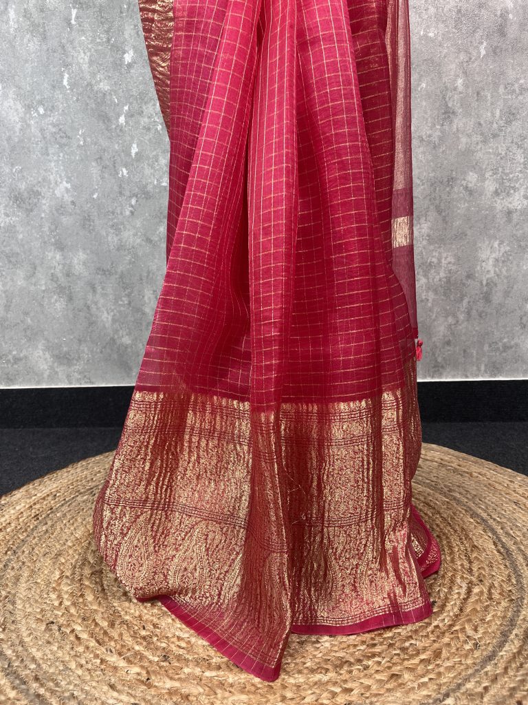 SILK ORGANZA ZARI CRUSH BANARASI SAREE - Image 3