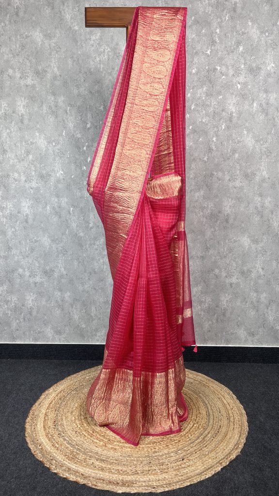 SILK ORGANZA ZARI CRUSH BANARASI SAREE