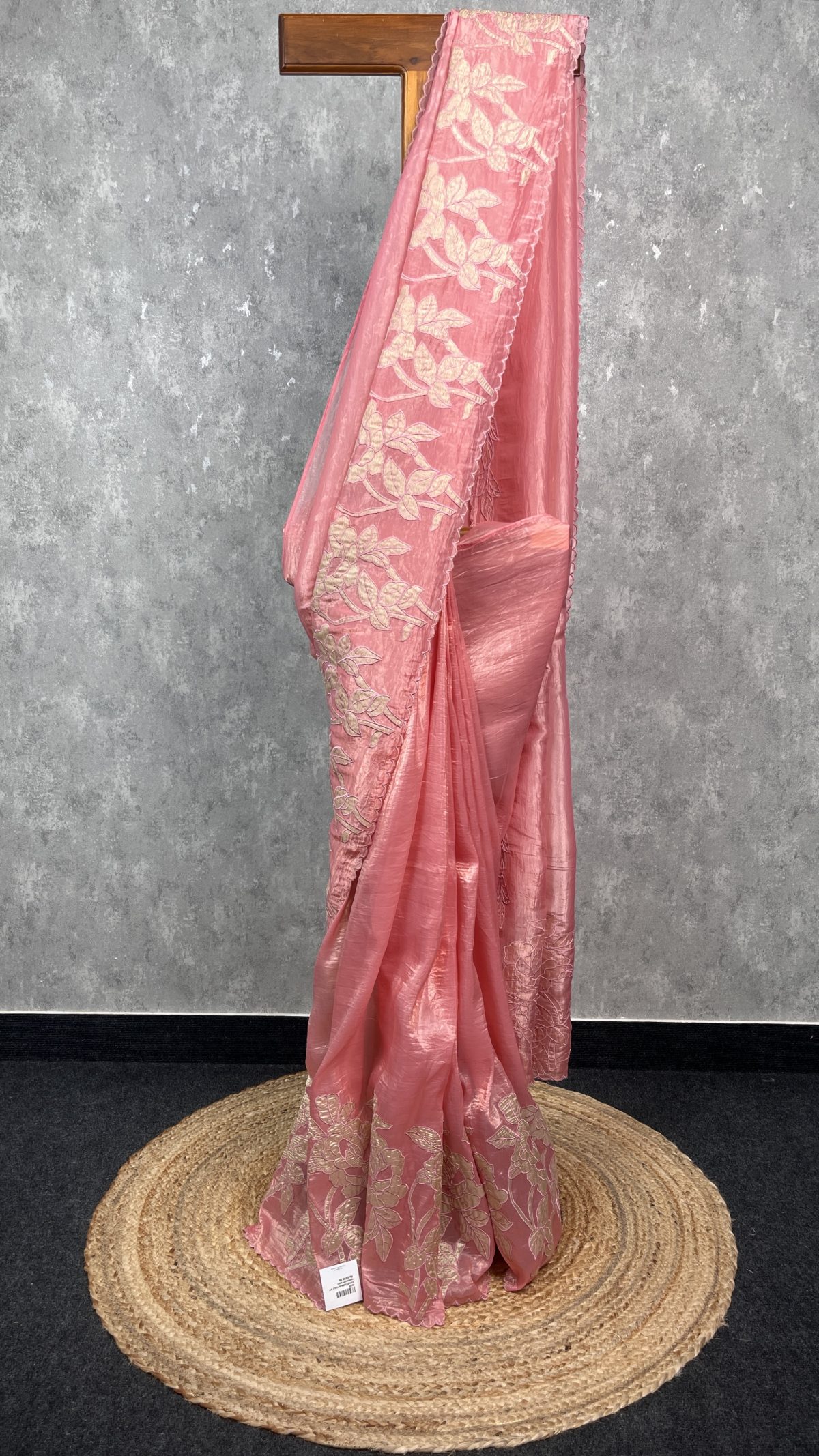 VISCOSE ORGANZA TISSUE APPLIQUE EMBROIDERY SAREE