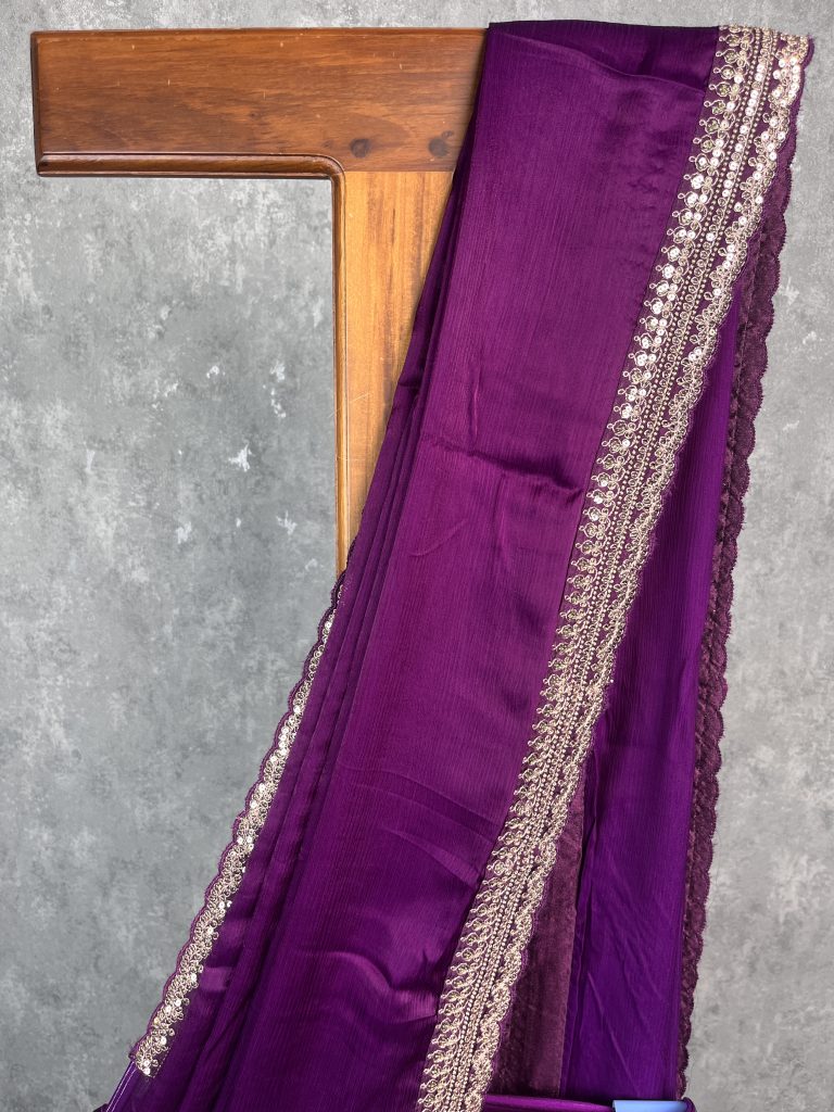 CREPE SILK EMBROIDERY SAREE - Image 2