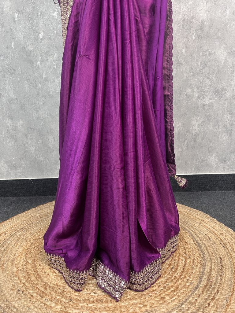 CREPE SILK EMBROIDERY SAREE - Image 3