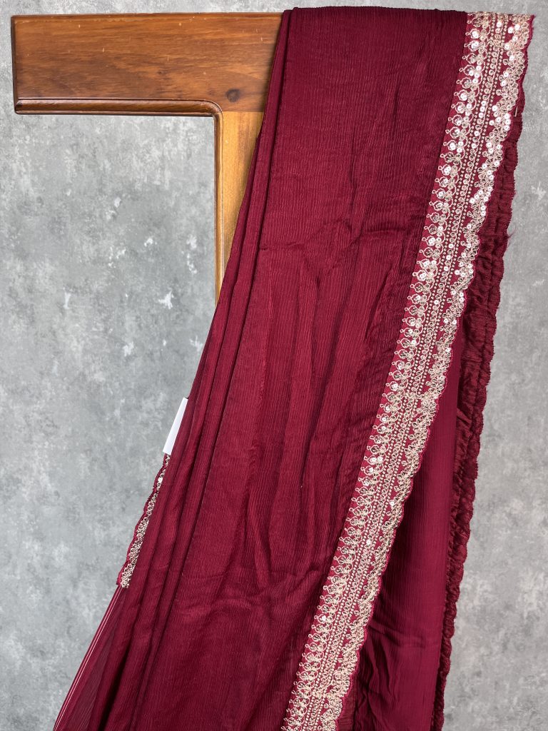 CREPE SILK EMBROIDERY SAREE - Image 2