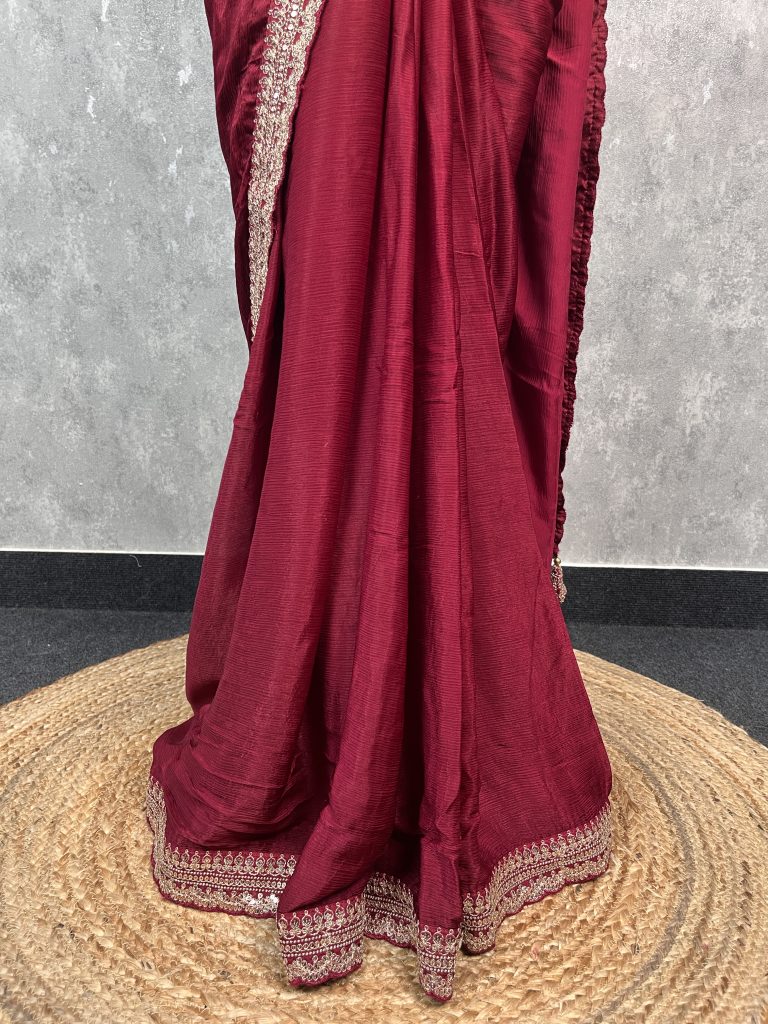 CREPE SILK EMBROIDERY SAREE - Image 3