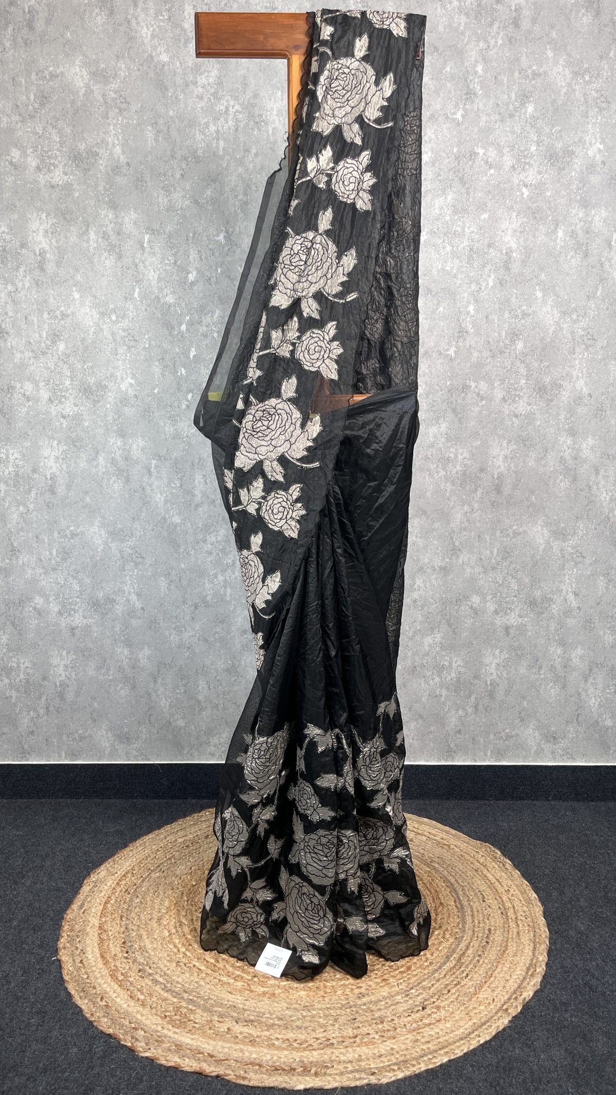 SEMI ORGANZA TISSUE APPLIQUE EMBROIDERY SAREE