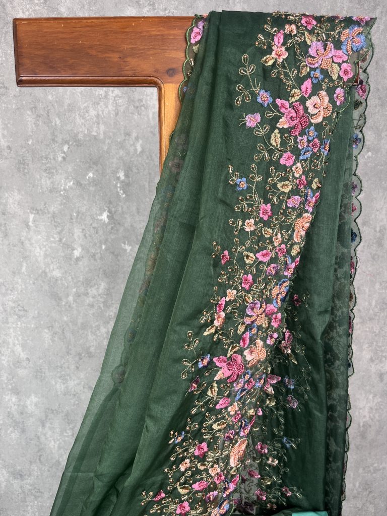 ORGANZA HAND EMBROIDERY SAREE - Image 2