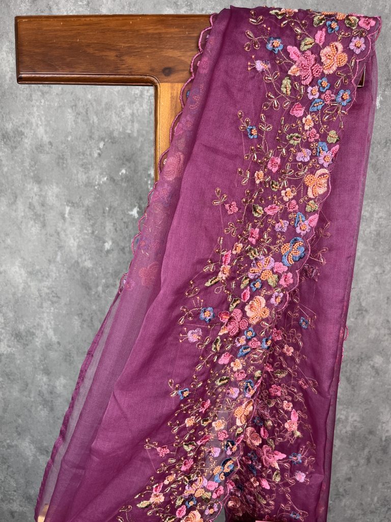 ORGANZA HAND EMBROIDERY SAREE - Image 2