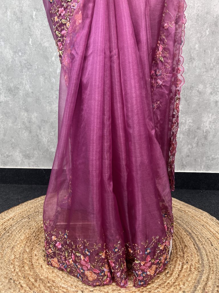 ORGANZA HAND EMBROIDERY SAREE - Image 3