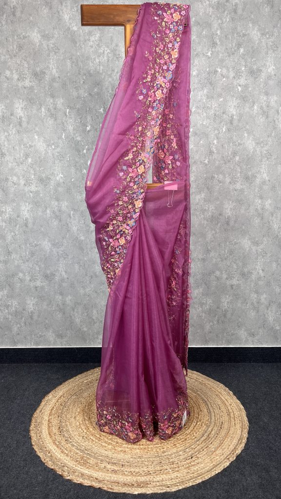 ORGANZA HAND EMBROIDERY SAREE