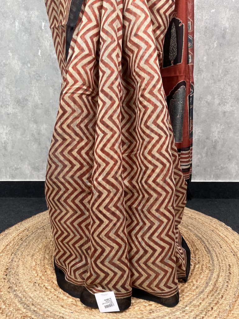 SEMI LINEN PRINTED SAREE - Image 3