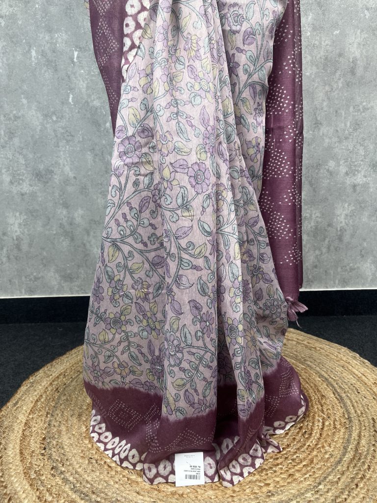 SEMI LINEN PRINTED SAREE - Image 3