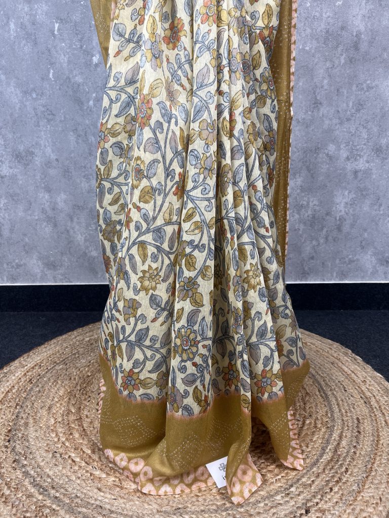 SEMI LINEN PRINTED SAREE - Image 3