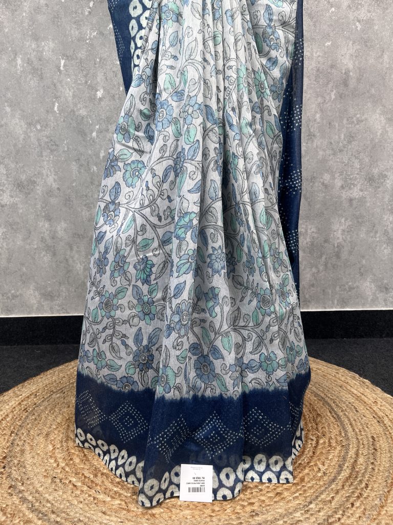SEMI LINEN PRINTED SAREE - Image 3
