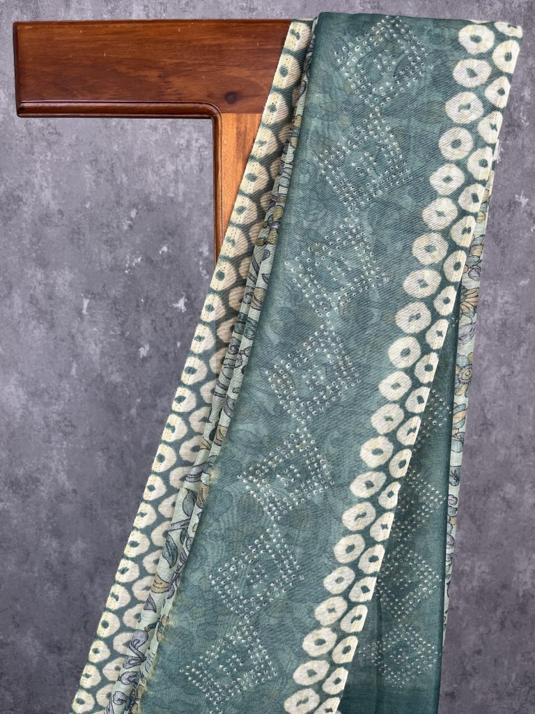 SEMI LINEN PRINTED SAREE - Image 2