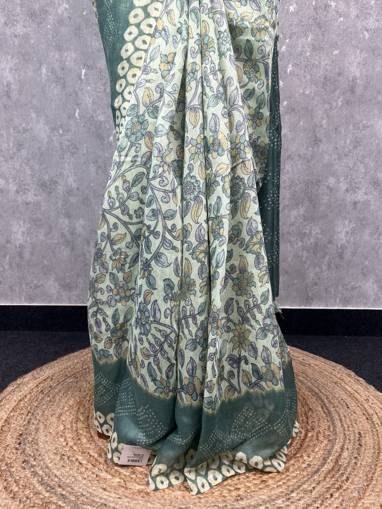 SEMI LINEN PRINTED SAREE - Image 3