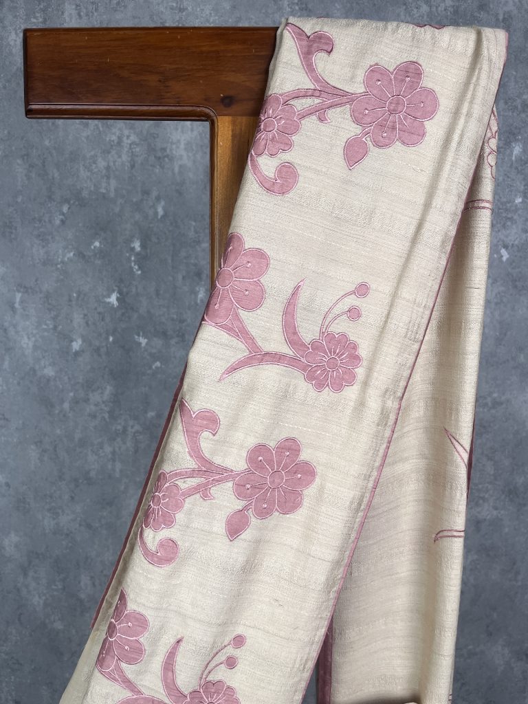 SEMI TUSSAR APPLIQUE EMBROIDERY SAREE - Image 2