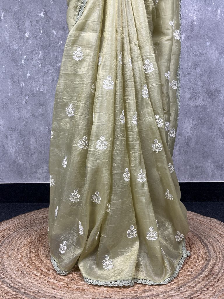 VISCOSE ORGANZA EMBROIDERY SAREE - Image 3