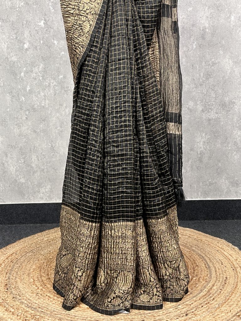 SILK ORGANZA ZARI CRUSH BANARASI SAREE - Image 3