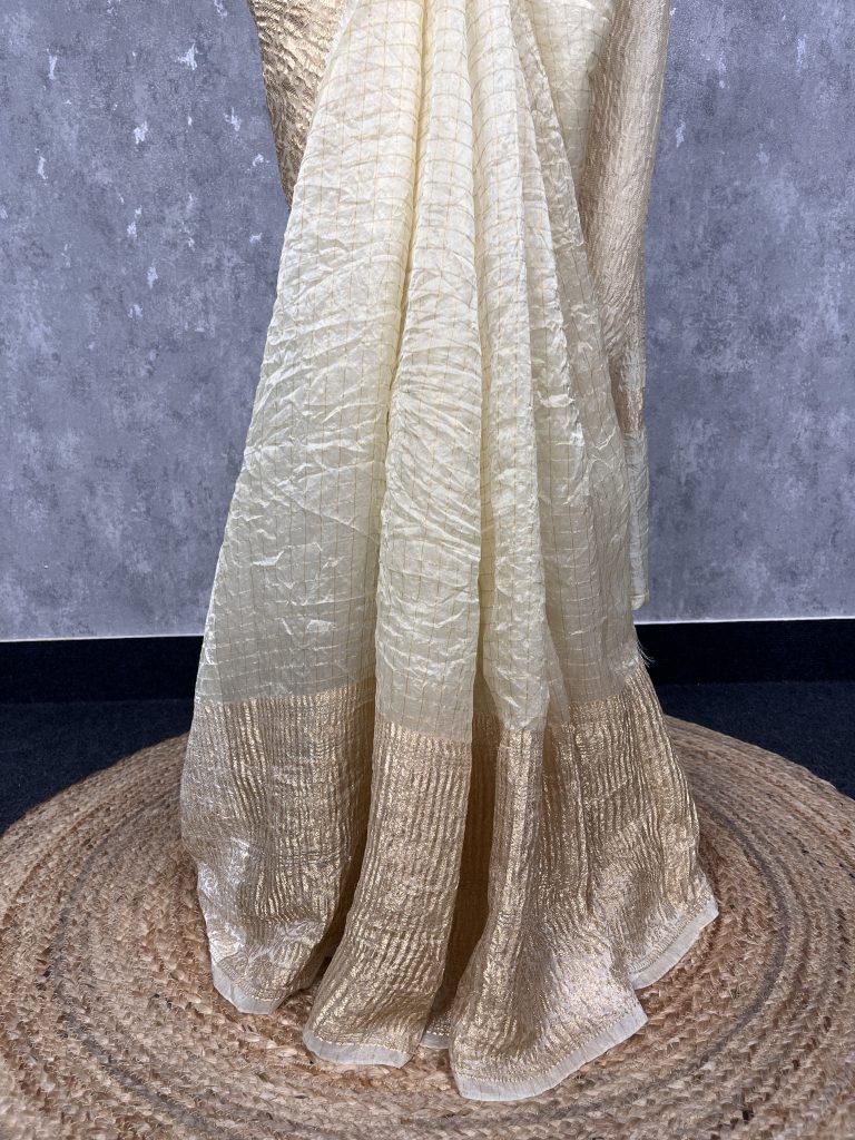 SILK ORGANZA ZARI CRUSH BANARASI SAREE - Image 3