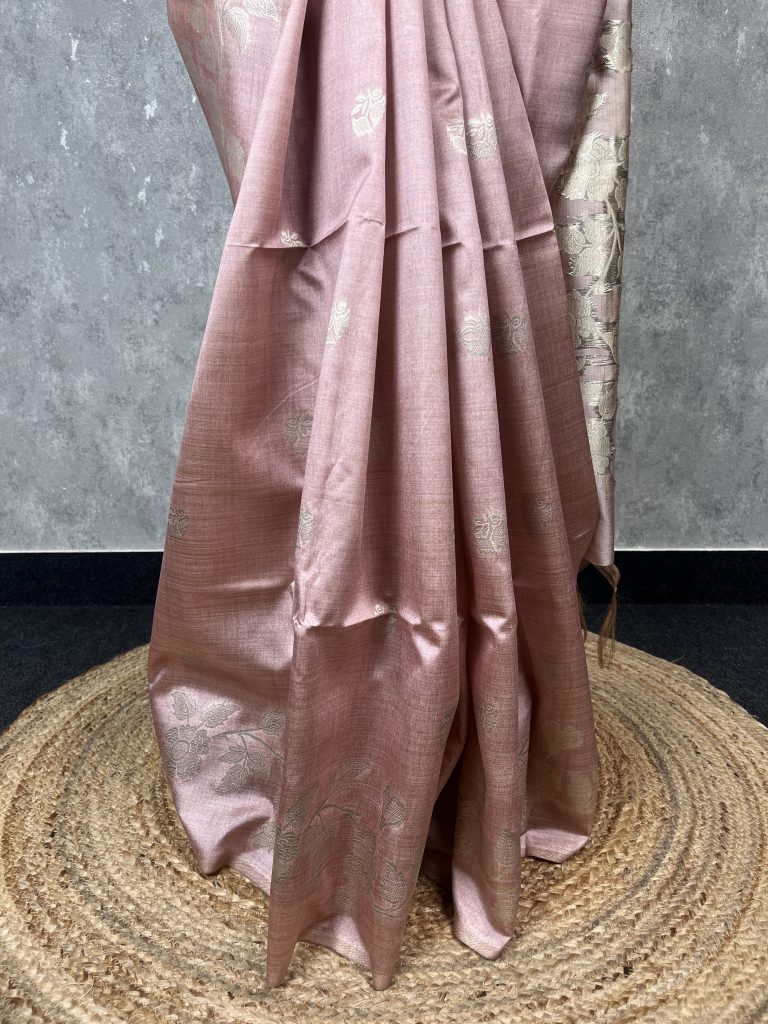 SEMI TUSSAR SILK WEAVING BANARASI SAREE - Image 3