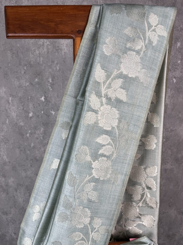 SEMI TUSSAR SILK WEAVING BANARASI SAREE - Image 2