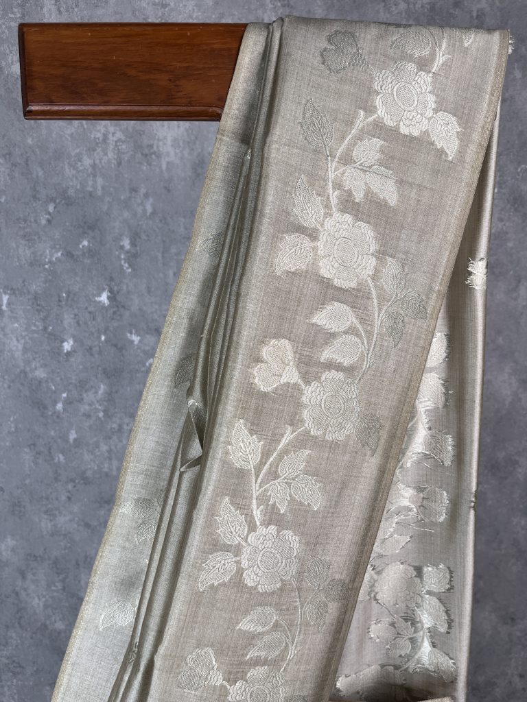 SEMI TUSSAR SILK WEAVING BANARASI SAREE - Image 2