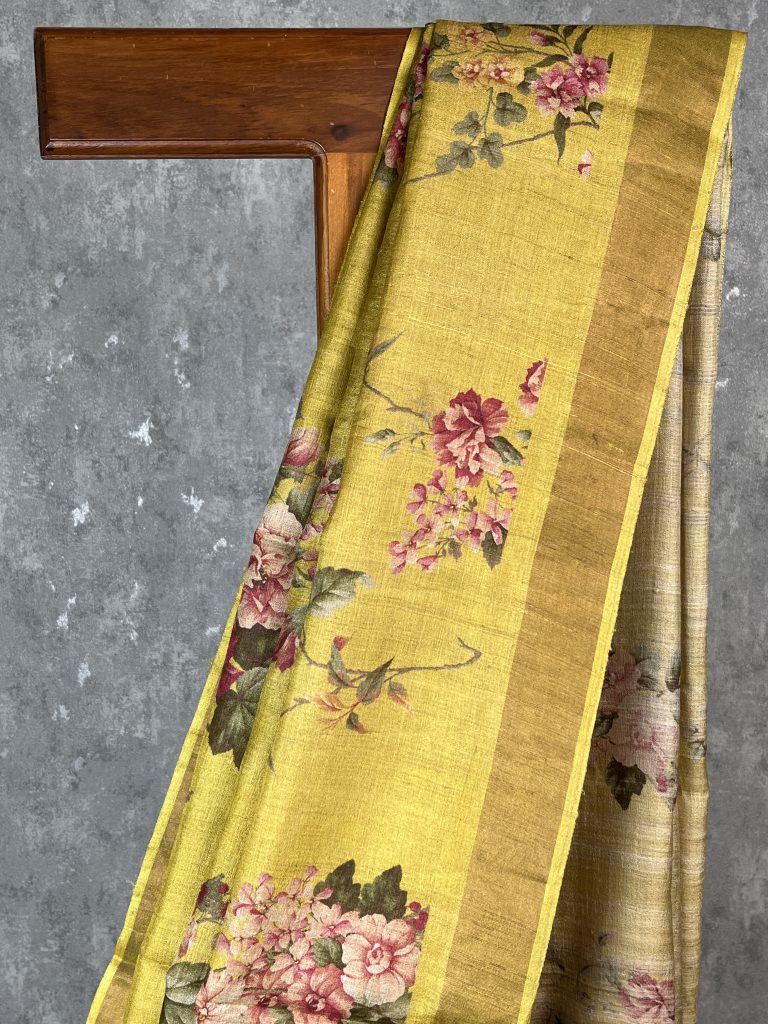 TUSSAR SILK PRINTED SAREE - Image 2