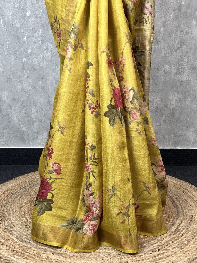 TUSSAR SILK PRINTED SAREE - Image 3