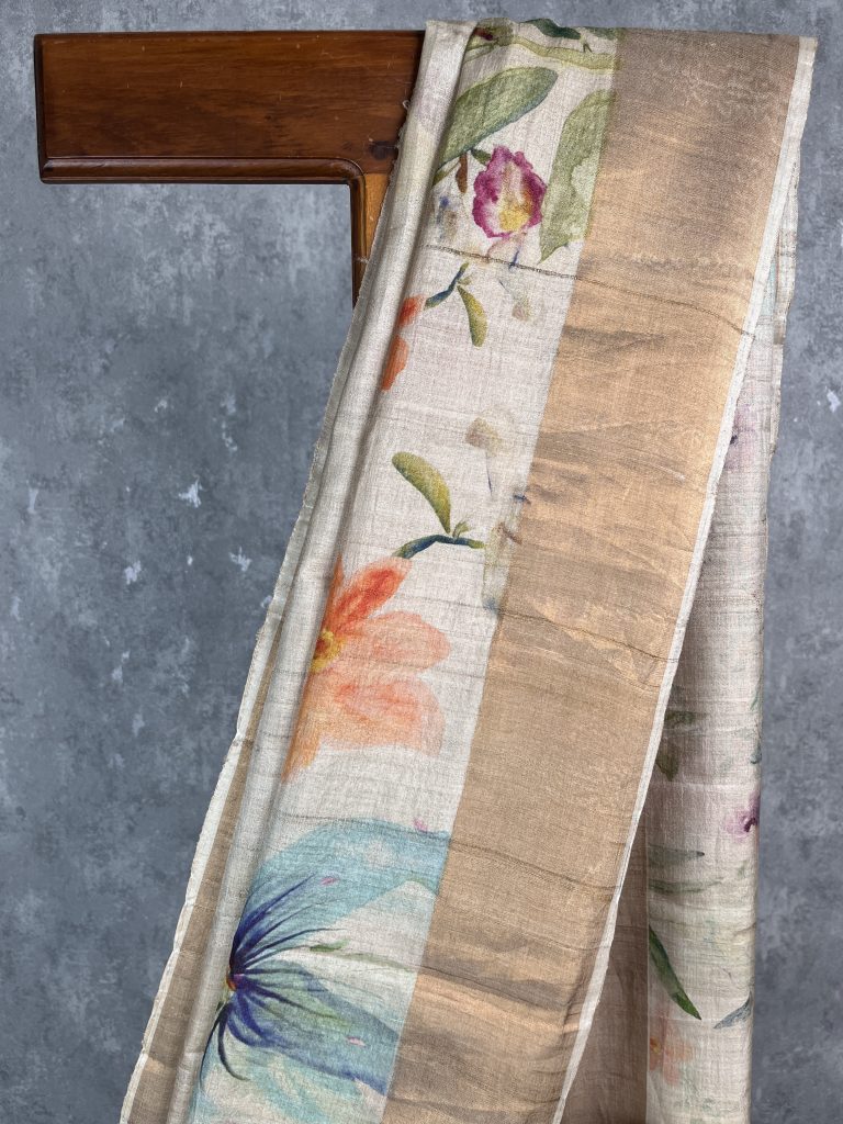 TUSSAR SILK PRINTED SAREE - Image 2