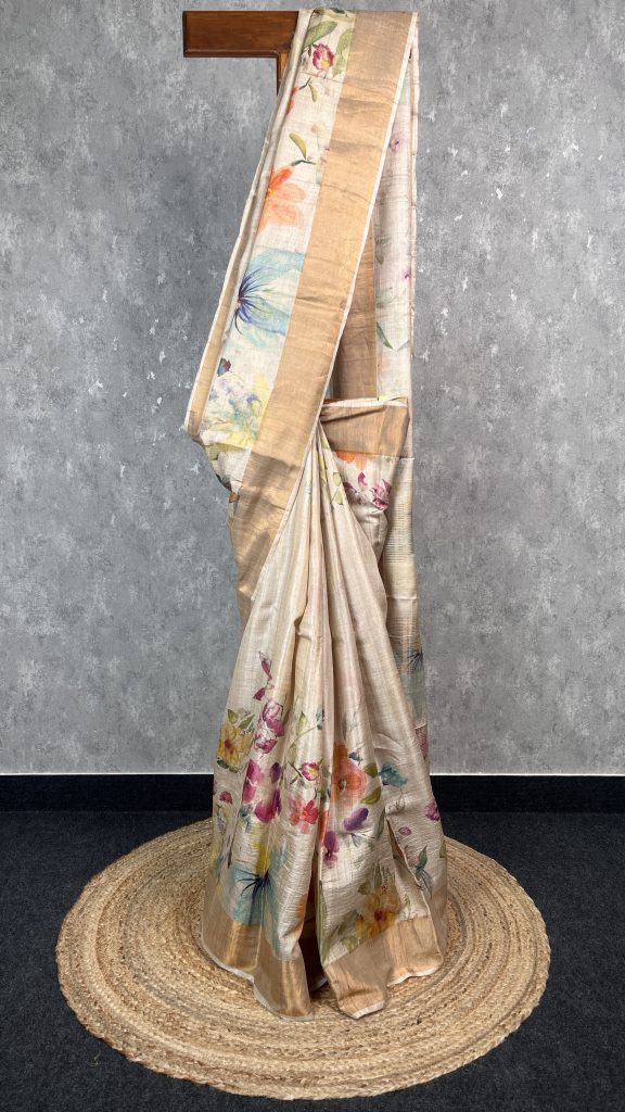 TUSSAR SILK PRINTED SAREE