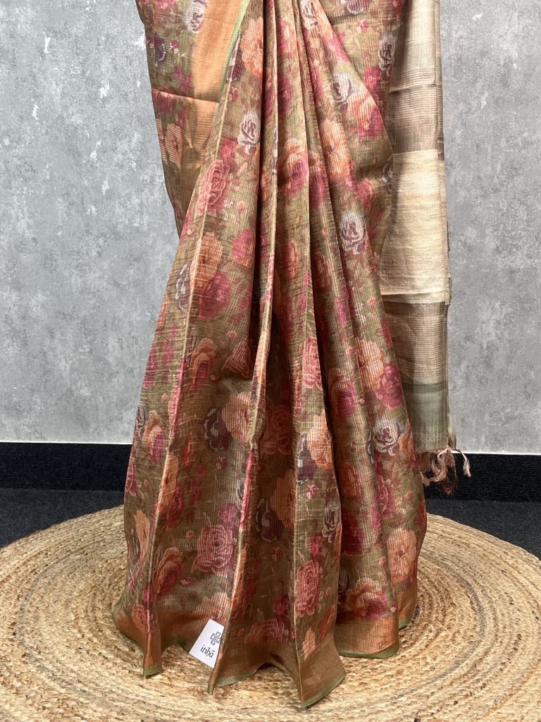 TUSSAR SILK ZARI STRIPES BANARASI SAREE - Image 3