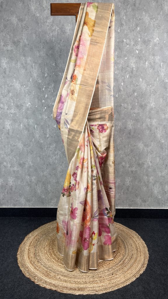 TUSSAR SILK PRINTED SAREE