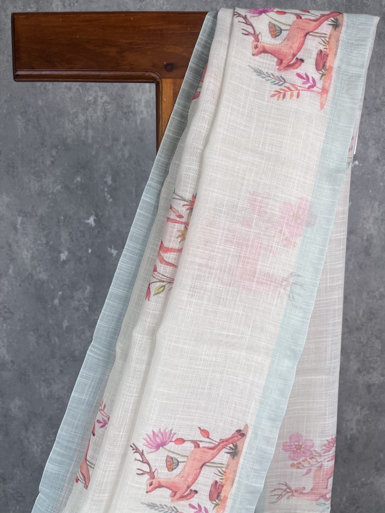 LINEN PRINTED SAREE - Image 2