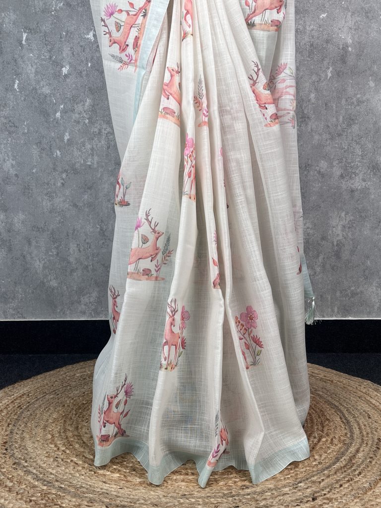 LINEN PRINTED SAREE - Image 3