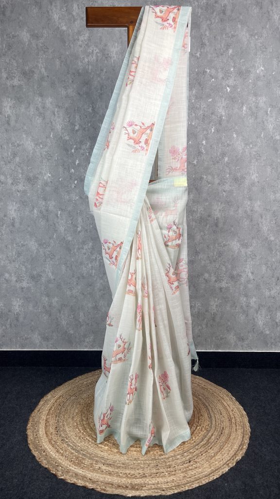 LINEN PRINTED SAREE