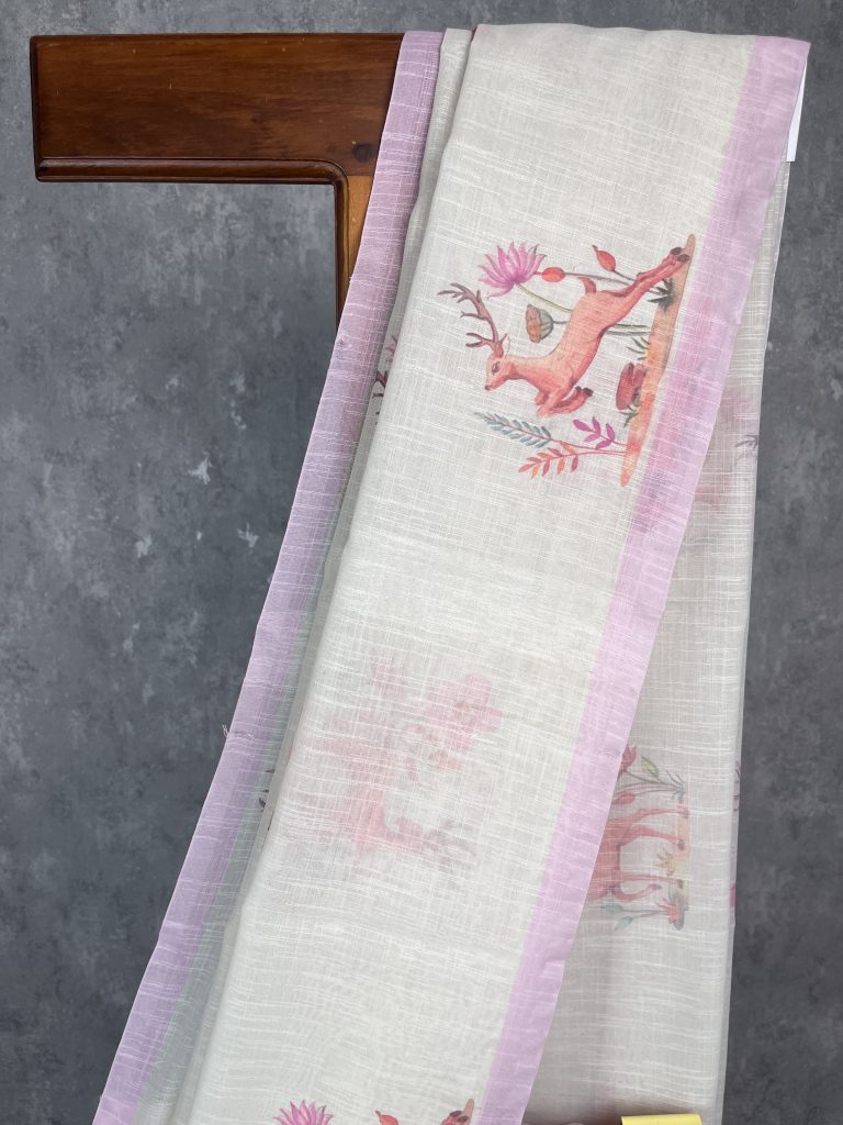 LINEN PRINTED SAREE - Image 2