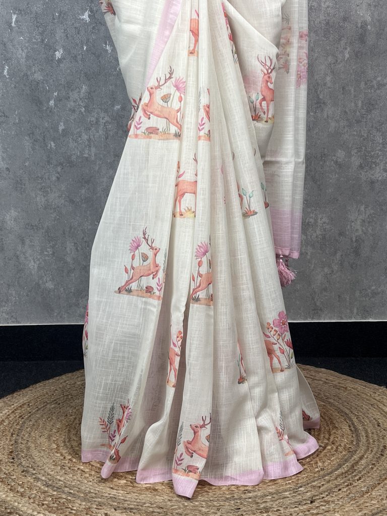 LINEN PRINTED SAREE - Image 3