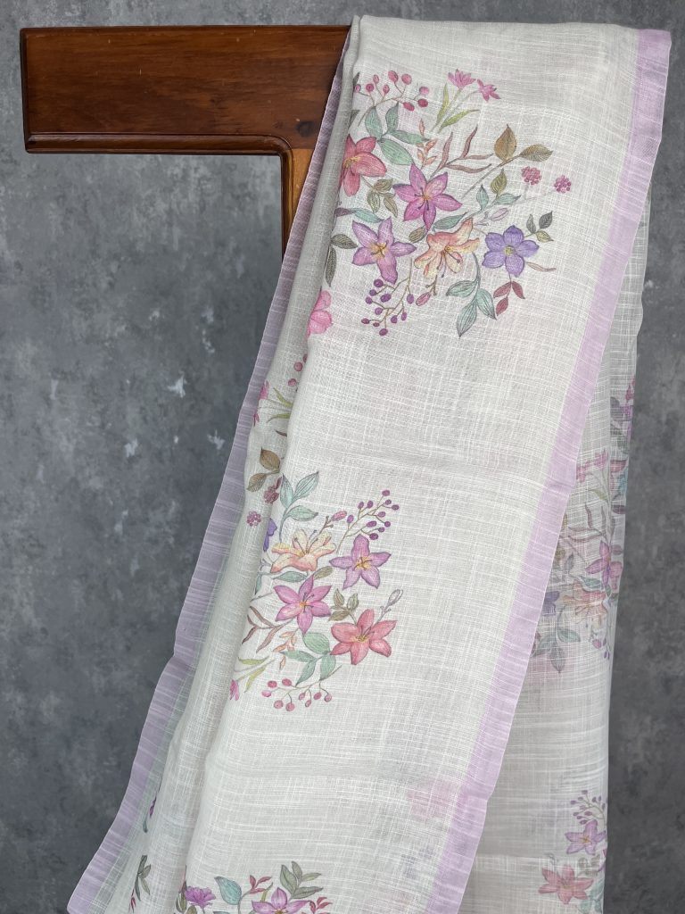 LINEN PRINTED SAREE - Image 2