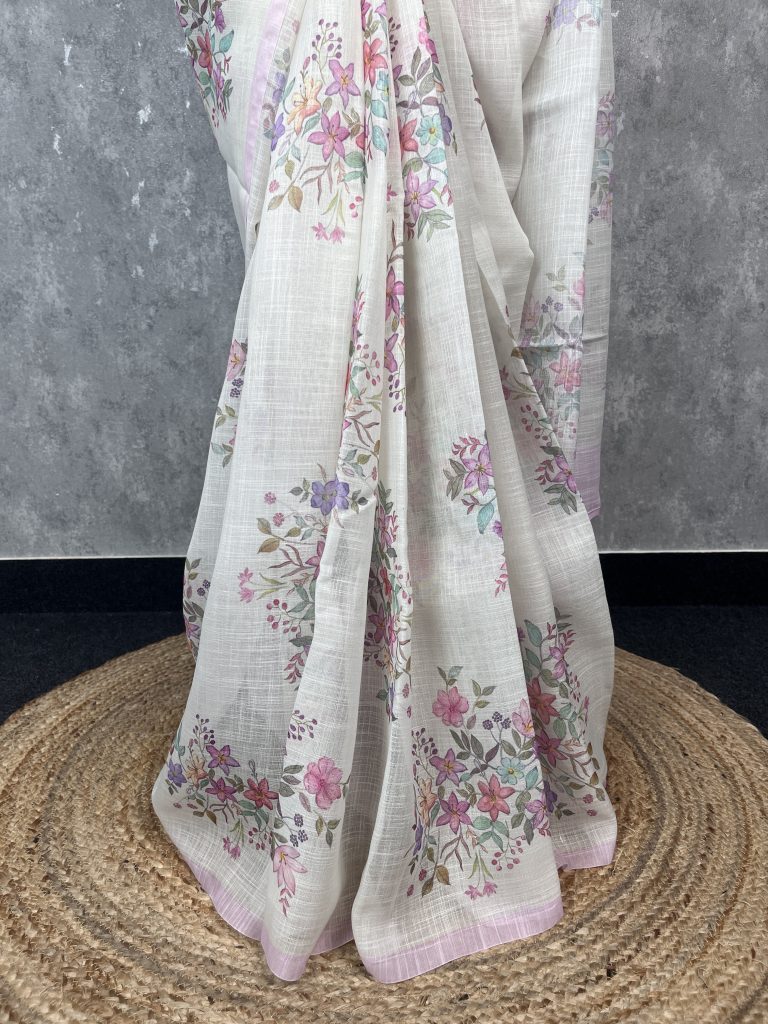 LINEN PRINTED SAREE - Image 3