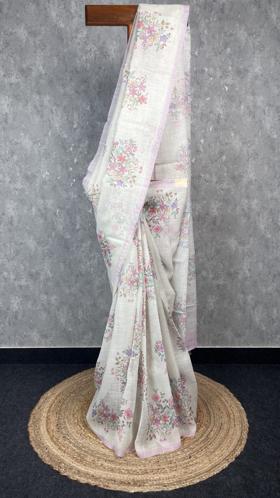 LINEN PRINTED SAREE